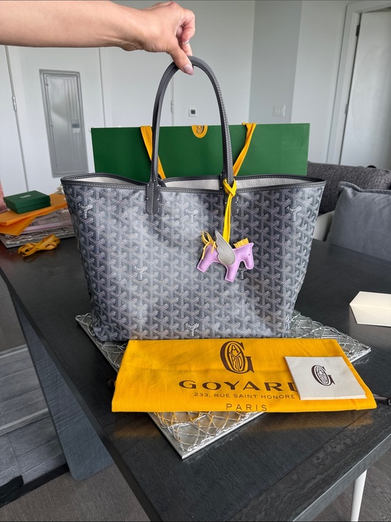 Goyard Handbags - Goyard Gray St. Louis Tote with Purple Horse Charm